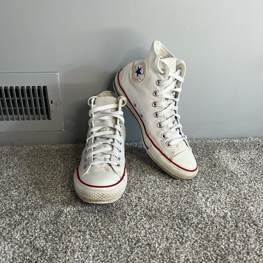 Converse Chuck Taylor White and Red High-Top Sneakers